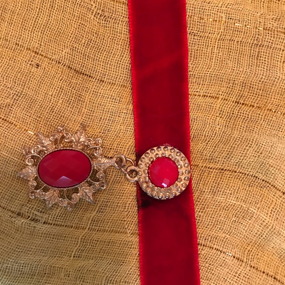 NBW Red Velvet Choker with Gold embellishment.